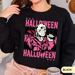 Ghostface Sweatshirt, Retro Jason Voorhees Halloween Sweater, Killer Character Halloween Sweatshirt, Horror Movie Tee, Simple Style, Ultimate Comfort