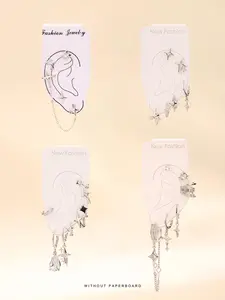 Star & Chain Design Earrings Set, Rhinestone Decor Earrings, Fashion Jewelry Accessories for Women & Girls, Trendy All-match & Exquisite Jewelry for Birthday Gift