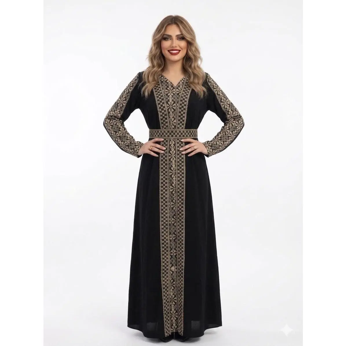 Manar Thobe Set - Women's Embrodiered Traditional Thobe, Dress, Abaya, Perfect for Eid, Ramadan, Gifts for Her, 2 Pieces Set