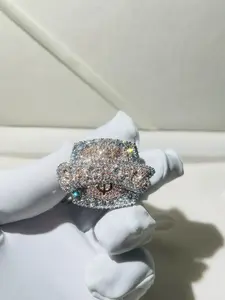 Luxury custom chilled men's diamond ring boutique jewelry with VVS cubic zirconia, hip-hop champion style ring accessory, high-end chilled jewelry, anniversary celebration gift