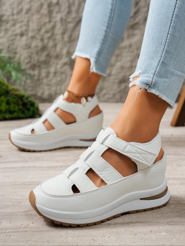Women's Fashionable Velcro Fastening Wedge Sneakers, Casual Comfortable Soft Sole Sandals for Summer, Lightweight Breathable Shoes for Daily Wear