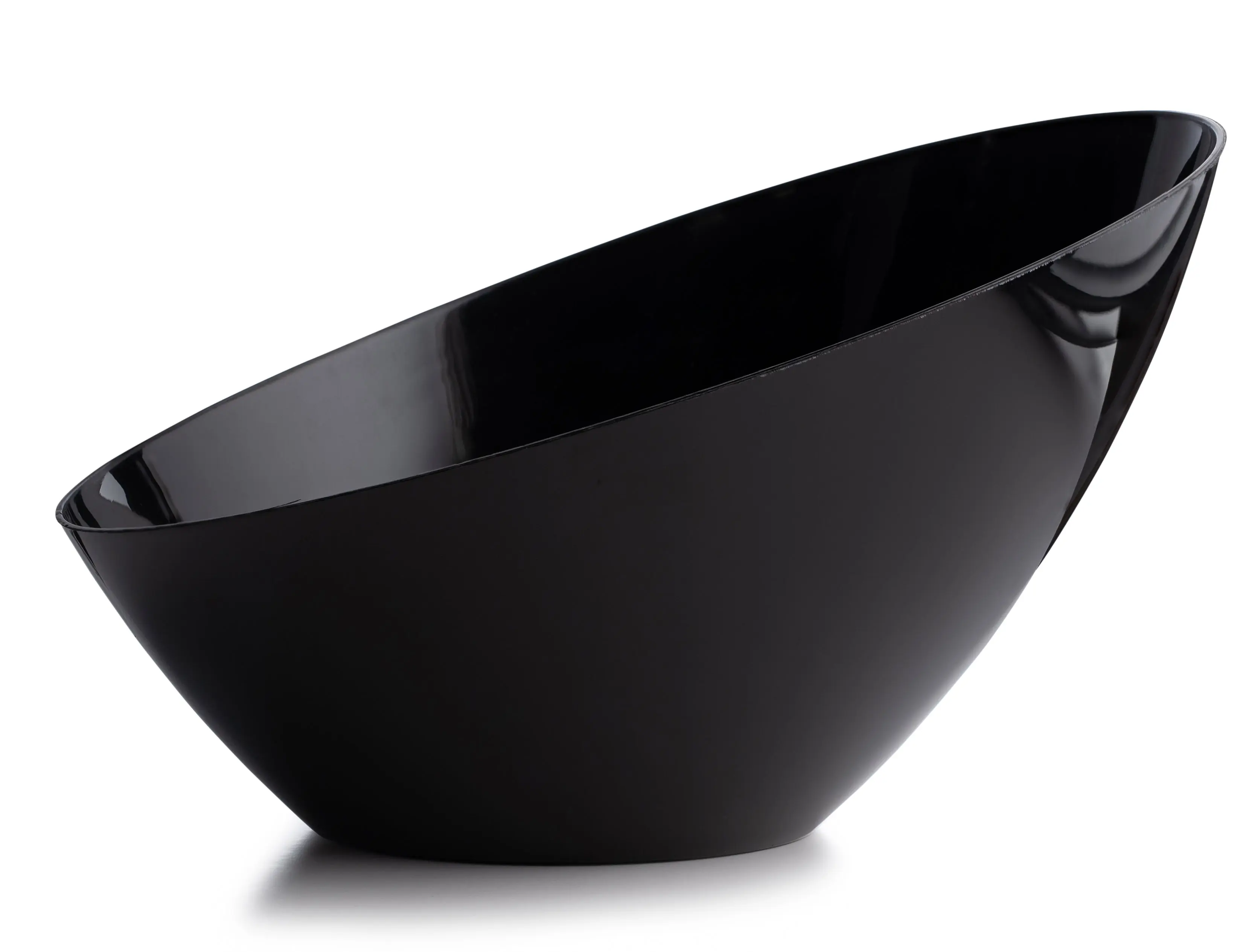 Black Angled Plastic Serving Bowls - 5 Pack