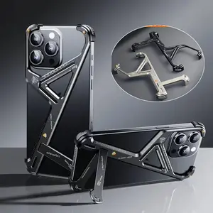 Geometric Bezel-less Phone Case with Stand, 1 Count Skeleton Cooling Phone Case, Phone Accessories Compatible with iPhone Series