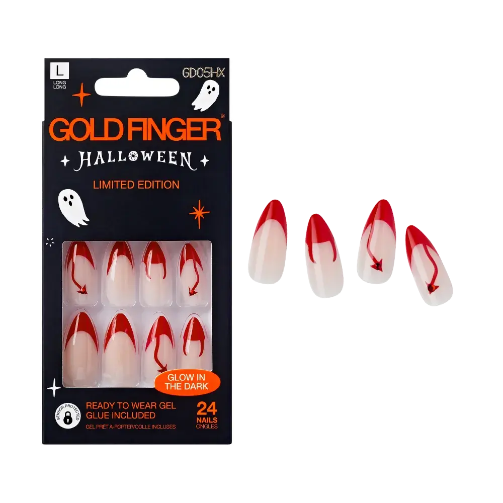 Gold Finger Glow In The Dark Halloween Glue-On Nails