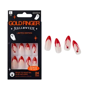 Gold Finger Glow In The Dark Halloween Glue-On Nails