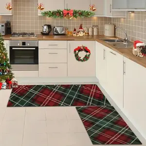 Set of 2 Christmas Kitchen Rugs, Soft Absorbent Kitchen Mats, Durable Silica Gel Material, Ideal for Kitchen Floor Office Gift