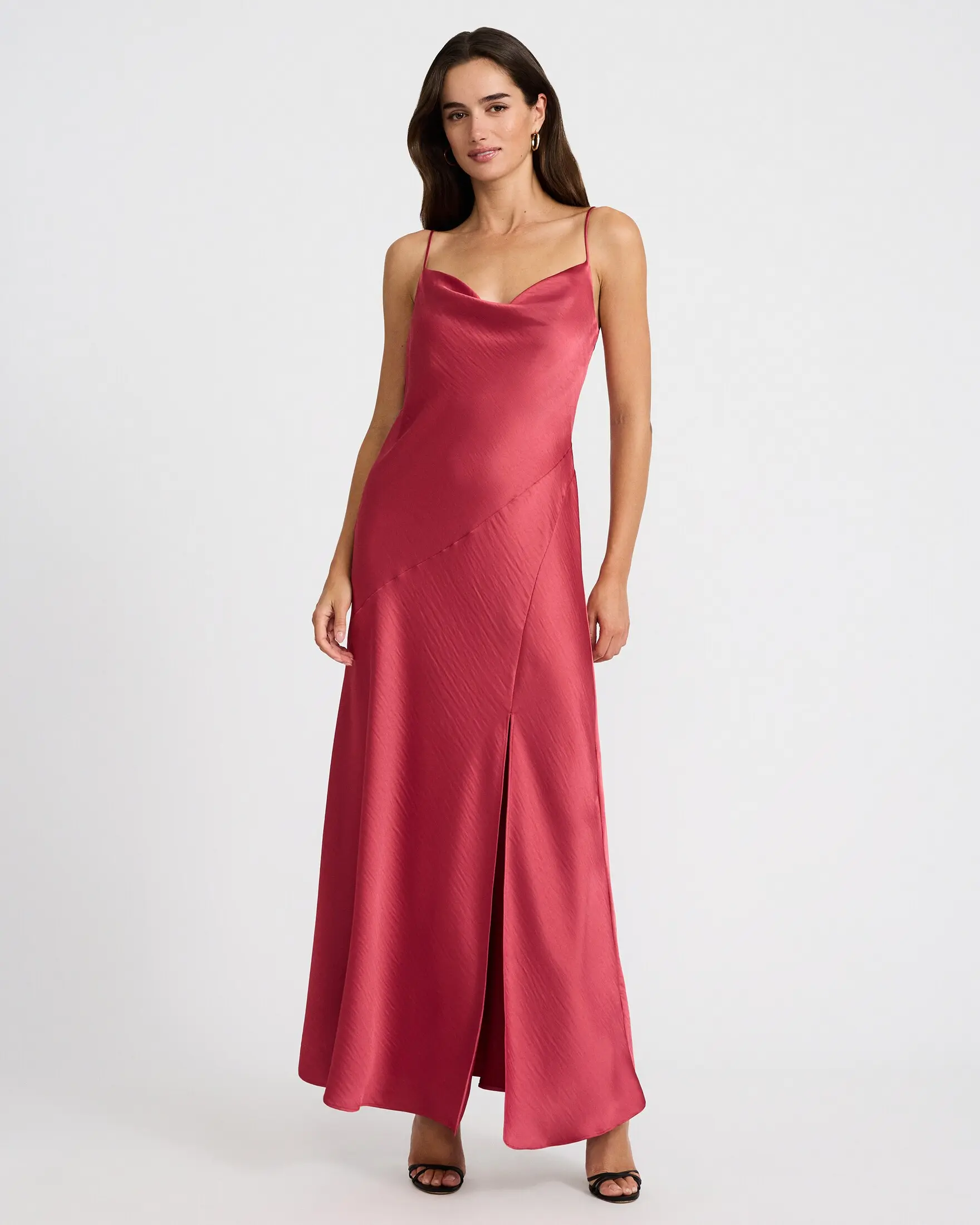 Express Satin Cowl Neck Sleeveless Maxi Slip Dress