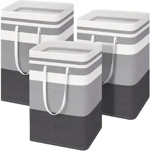 2 Pack Large Laundry Baskets, Waterproof, Freestanding Laundry Hampers, Collapsible Clothes Hamper with Reinforced Handles in Laundry Room, College Dorm, Bathroom, Bedroom