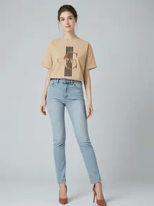 Casual Calvin Graphic T-Shirt - Bold Letter Print with Black Stripes & Golden Accents, Breathable Round Neck Summer Streetwear, Machine Washable, Comfortable Everyday Fashion Tee, Everyday Tshirt | Bold Letter Print | Comfortable Fit, T Shir Cotton