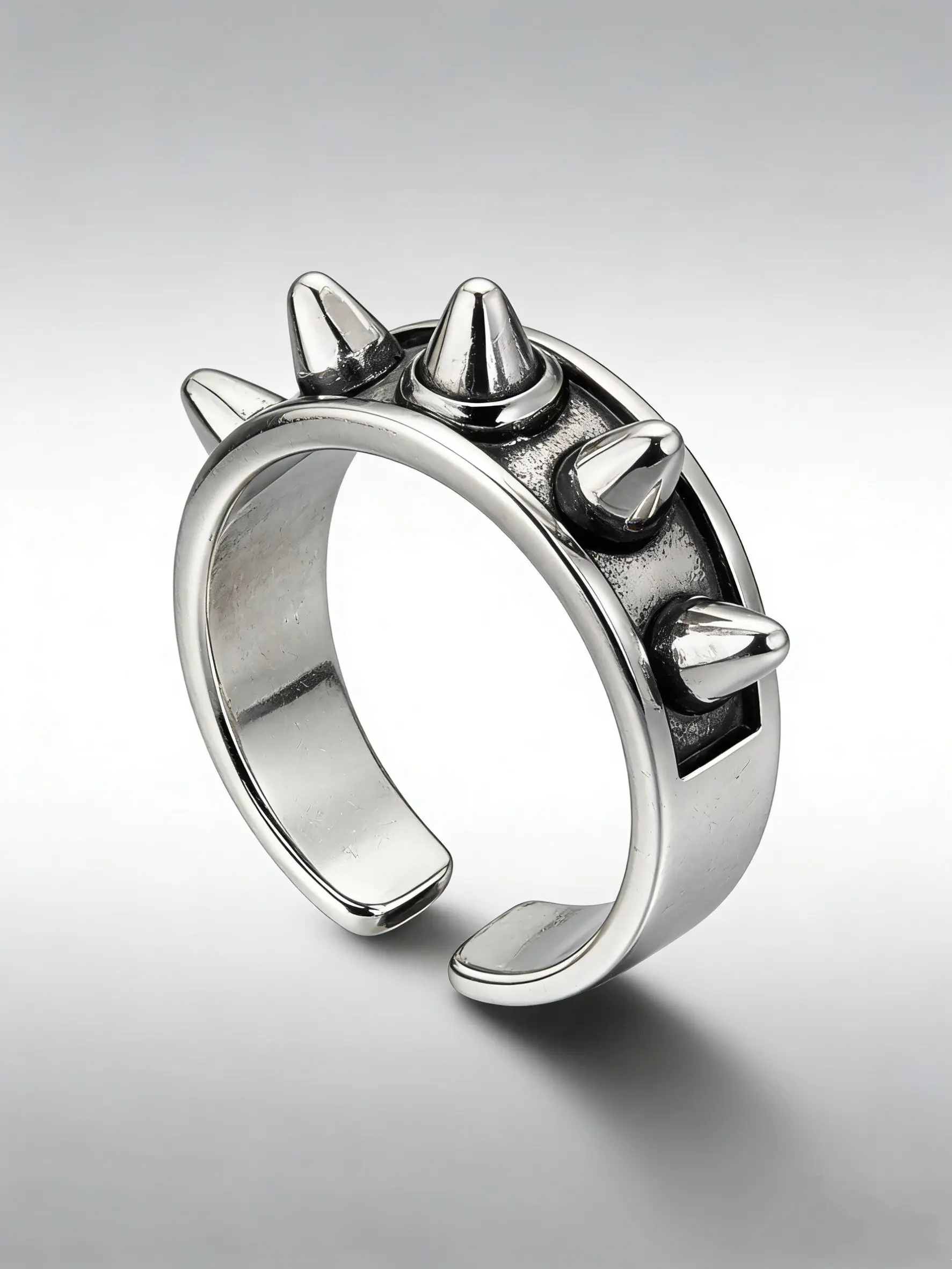 Gothic Spiked Open Ring - Vintage Distressed Alloy, Subculture Cool & Unique, Unisex Trendy Band, Statement Rings, Punk Style Ring