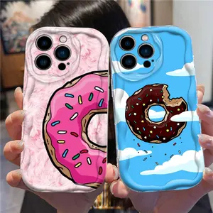 The Simpsons Donuts Cartoon For iPhone 17 16 15 14 13 12 11 Pro Max Plus Wave Oil Soft Phone Case Shockproof Protection Anti-Drop Protective Protector Shell Cover