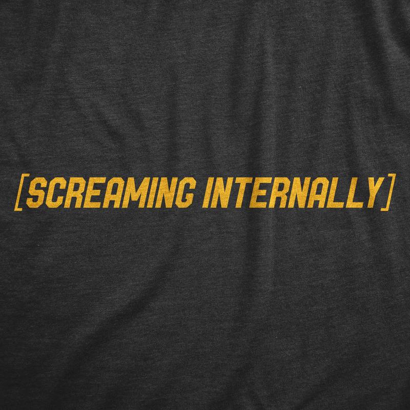 Womens Screaming Internally T Shirt Funny Mental Health Meme Tee for Ladies Funny Womens T Shirts Cute Vintage Fashion Casual Ladies T-Shirt Gift Funny mental health Top Women's Novelty Tees Black -