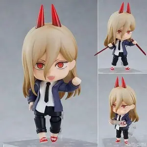 10cm Chainsaw Man Power Q Version Nendoroid Action Figure Interchangeable Face Anime Figure PVC Model Toy With Stand Decor Gift