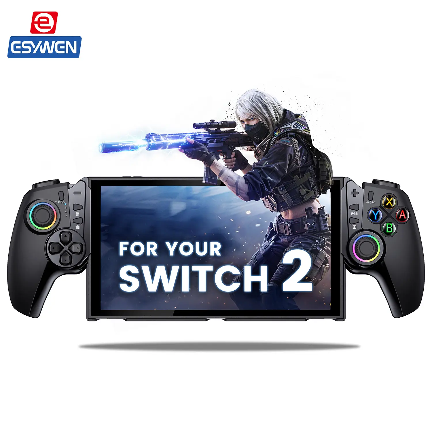 ESYWEN Nintendo Switch 2 Wireless Gamepad – Hall Effect Joysticks (No Drift), Built-in Kickstand, Ergonomic Grip, Turbo & Programmable Back Buttons
