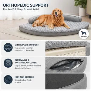 Orthopedic Dog Bed for Extra Large Dogs Egg-Crate Memory Foam Dog Beds with Removable Washable Cover, Waterproof Pet Beds with Non-Slip Bottom, Grey