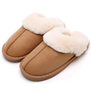 2025 New Women's Slipper Slip On Suede Leather Memory Foam Anti-Skid Cozy Plush Indoor Outdoor Comfy Fleece Lined Short Mini Snow Boot Slippers