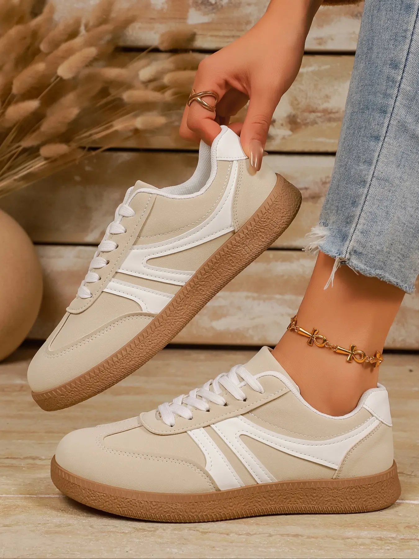 Spring & Fall Fashion New Sneakers, Colorblock Sport Retro Almond Shoes, Korean Casual PU Leather Loafers, All Seasons