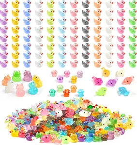 100pcs Hybrid Luminous Mini Animal Party, Luminous Duck, Dolphin, Frog, Rabbit, Tortoise Sculpture, Plug And Play, No Electricity Required, Suitable For Garden, Party, Aquarium, Dollhouse Decoration