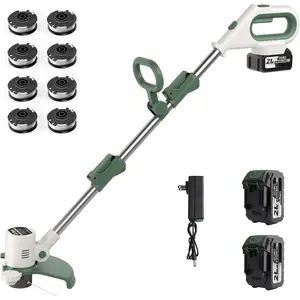 21V 3-in-1 Cordless Weed Eater-Weeding/Trimming/Lawn Mower, with 8 Replace Auto Line Feed, Electric Grass Trimmer for Garden, Lawn, 120 Mins of Non-Stop (2 * 4.0 mAh  & Charger Included)