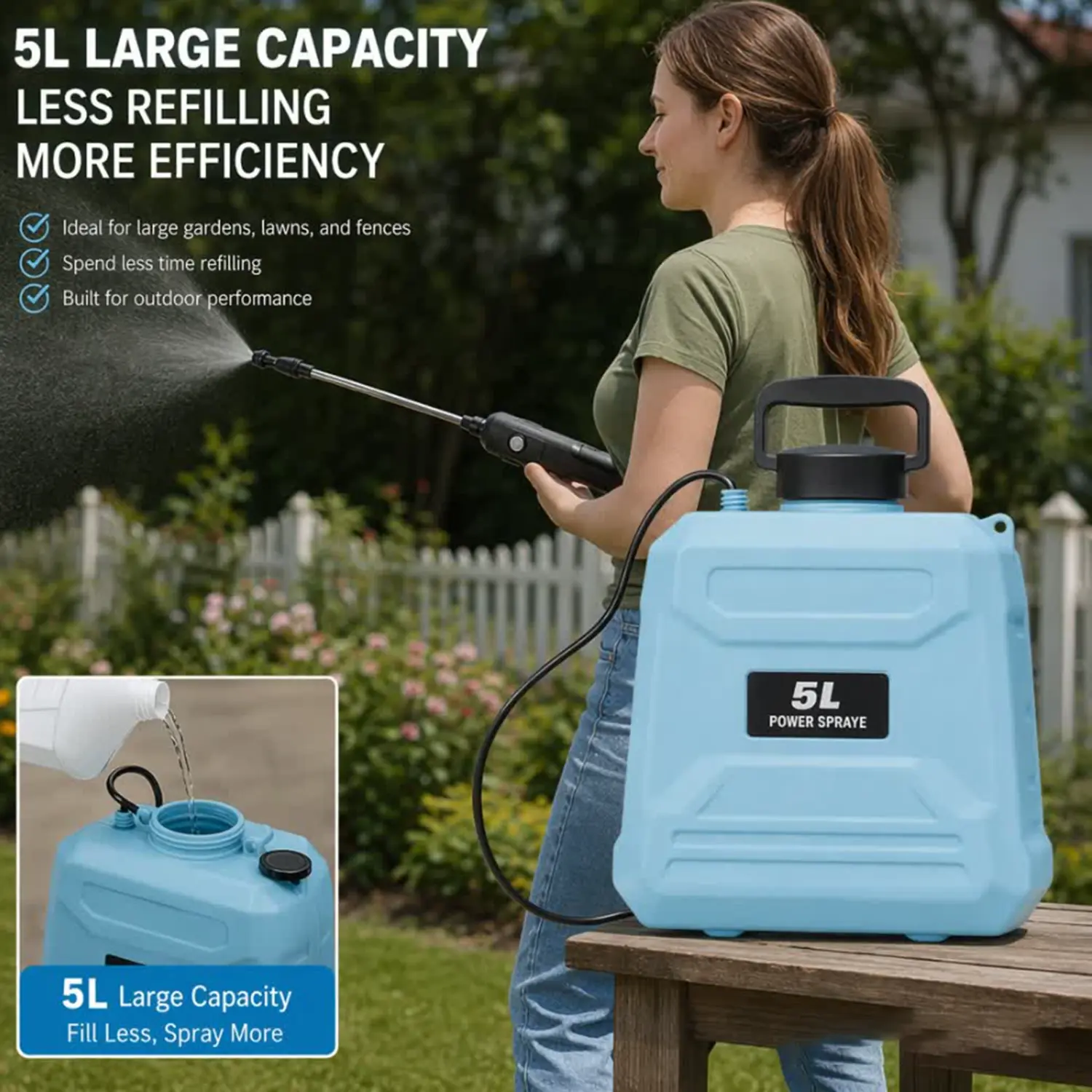 Backpack Electric Sprayer for Home Care, Large Capacity, High-Efficiency Labor-Saving, Non-Bending Flexible Hose, USB/Battery Charging Compatibility