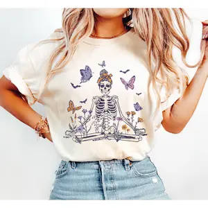 Meditating Skeleton, Mom, Retro, Aesthetic, Vintage, Comfort Colors Tshirt, Women's Crew Neck, Crewneck