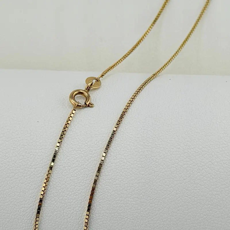 10kt Solid Box Necklace, 0.8mm Wide
