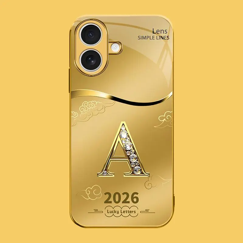 Suitable for [iPhone 17] high-end phone case🤩，choose from 26 letters of the English alphabet, each with an exquisite auspicious cloud pattern to bring you good luck YM99