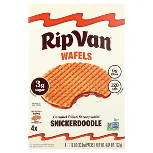Rip Van Wafels Caramel Filled Stroopwafel, Snickerdoodle, 4 Packs, 1.16 oz (33 g) Each