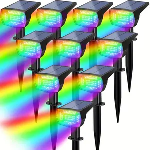 Small Solar Ground Stake Light (67 RGB LEDs) — Outdoor Waterproof Solar Spotlight, 3-Mode Landscape Spot Light, Dusk-to-Dawn Auto-Sensing Solar Flood Wall Light — Solar Garden Light for Courtyards and Porches pathway decoration