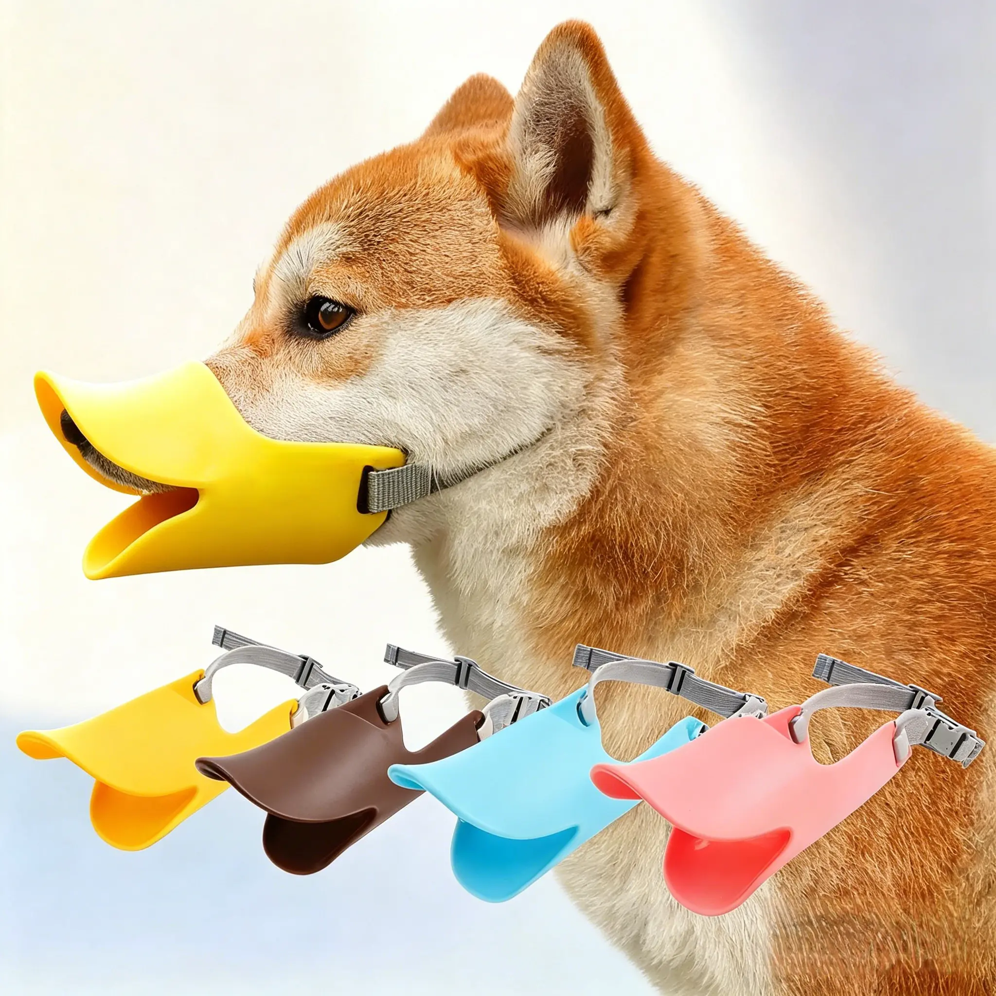 Anti Bite Duck Mouth Shape Dog Mouth Covers Anti-Called Muzzle Masks Pet Mouth Set Bite-Proof Silicone Material Cover with Adjustable Strap,Small Medium Dogs Muzzle