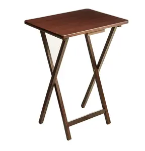 Indoor Single Folding TV Tray Table - Walnut L 19 x W 15 x H 26, Perfect for Home Entertainment
