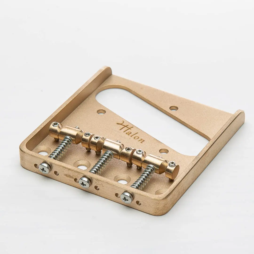 Halon Full Phosphor Bronze Telecaster Fit Ashtray Bridge, Fender Compatible, 2-1/8" (52.4mm) String Spacing, 4-Screw Mount, P/B Satin Finish Drop-In Upgrade for Lighter Accessories