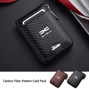 New Carbon Fibre Vintage Tower Buckle Wallet Bank Card Coin Purse For Dacia Logan Sandero Duster Lodgy Spring Jogger Accessories