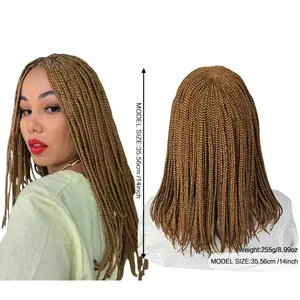 14inch Braided Wigs,13x5x1HD Lace Front Swiss Lace Hand Braided with Baby Hair Front Box Braids Super Lightweight Micro Cornrow Twisted for Brownish yellow Women Natural Looking Knotless Glueless Braids braided wigs