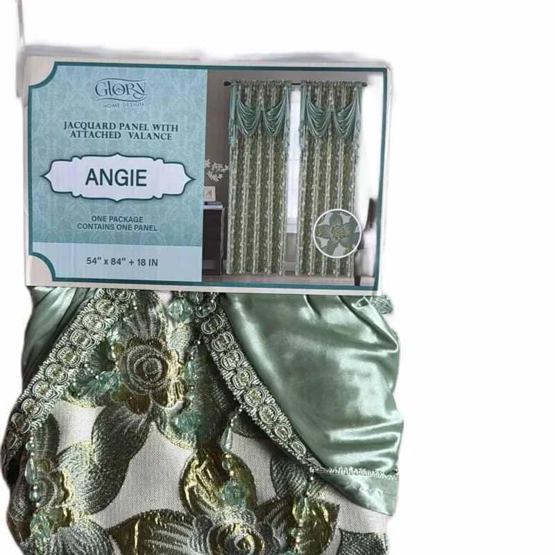 Glory home design jacquard panel with attached valance Angie one package contains one panel
