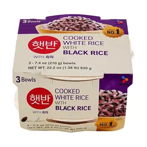 CHE IL JEDANG Korean Instant White & Black Rice 210g x 3 Bowls | Healthy Microwave Rice | Quick Grain Meal