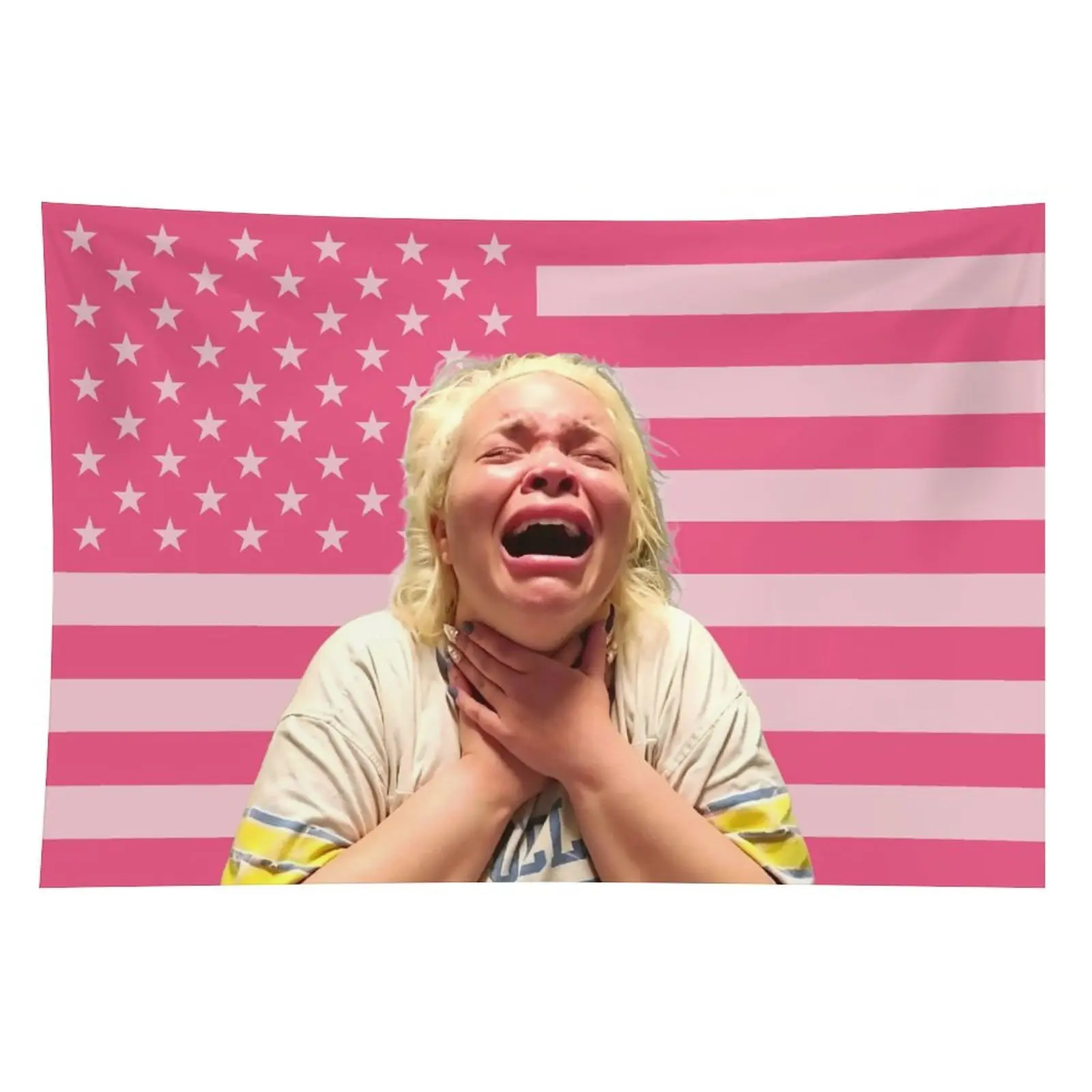 1 Pack Trisha Paytas Themed Strong Light Synthetic Durable Tapestry, Polyester Pink Americana Full Print Multi-Size Indoor-Outdoor Wall Hanging, Bedroom Decor, Ideal Gift for Living Spaces