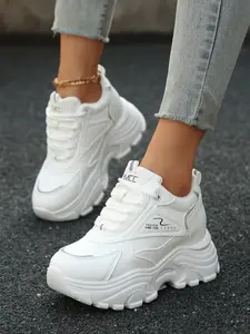Women's Wedge Heel Casual Walking Shoes, Height Increasing Low-Top Sneakers, Thick Soled Sneakers, Versatile Dad Shoes for All Seasons