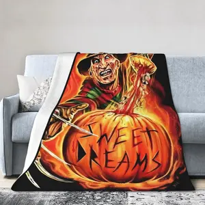 Freddy Krueger themed printed flannel blanket, versatile, all-season lightweight and comfortable for sofa, bed, office - ideal gift