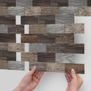 10/20PCS AST-G American PE Foam Tile Stickers, Matte Multi-Color Rustic Wood Grain Pattern Waterproof Oil-Proof Anti-Collision Peel & Stick for Kitchen Bathroom Home Decor