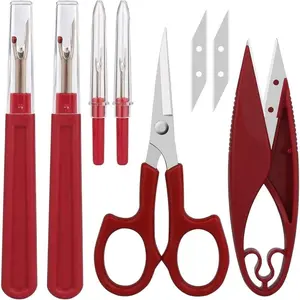 Sewing Seam Ripper Kit for Quick Clothing Repair, Easy Stitch Remover & Thread Cutter Set with 2 Large + 2 Small Seam Rippers, Thread Snips & 5” Precision Scissors for DIY, Home & Travel Use