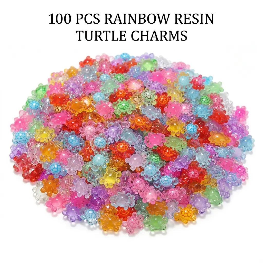 100Pcs Colorful Resin Sea Turtle Charms for Nail Art & DIY Jewelry Making, 3D Ocean Theme Tiny Turtle Pendants for Crafting, Scrapbooking, and Phone Case Decoration
