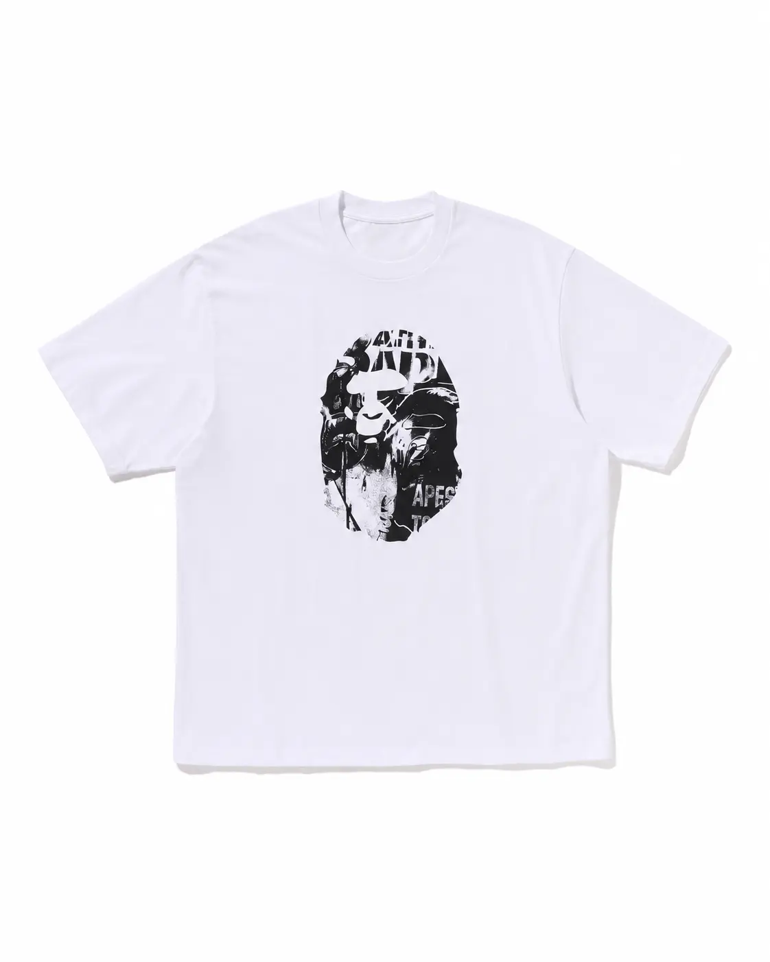 LOCAL 2026 Photo Print Tee Short Sleeve Crew Neck Casual Summer T-Shirt with Iconic Ape Head Design and Plaid Pattern