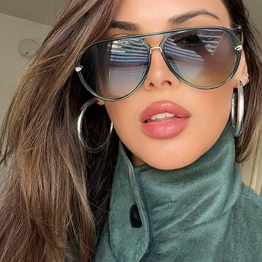 SUNGLASSES ANGEL Aviator Pilot Full Black Sunglasses with Gold Metal Elements for Stylish Look Fashion Accessory Classic Shades