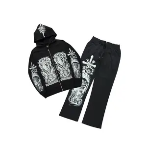 Blasted Black/White Hoodie/Baggy Pant Track Set