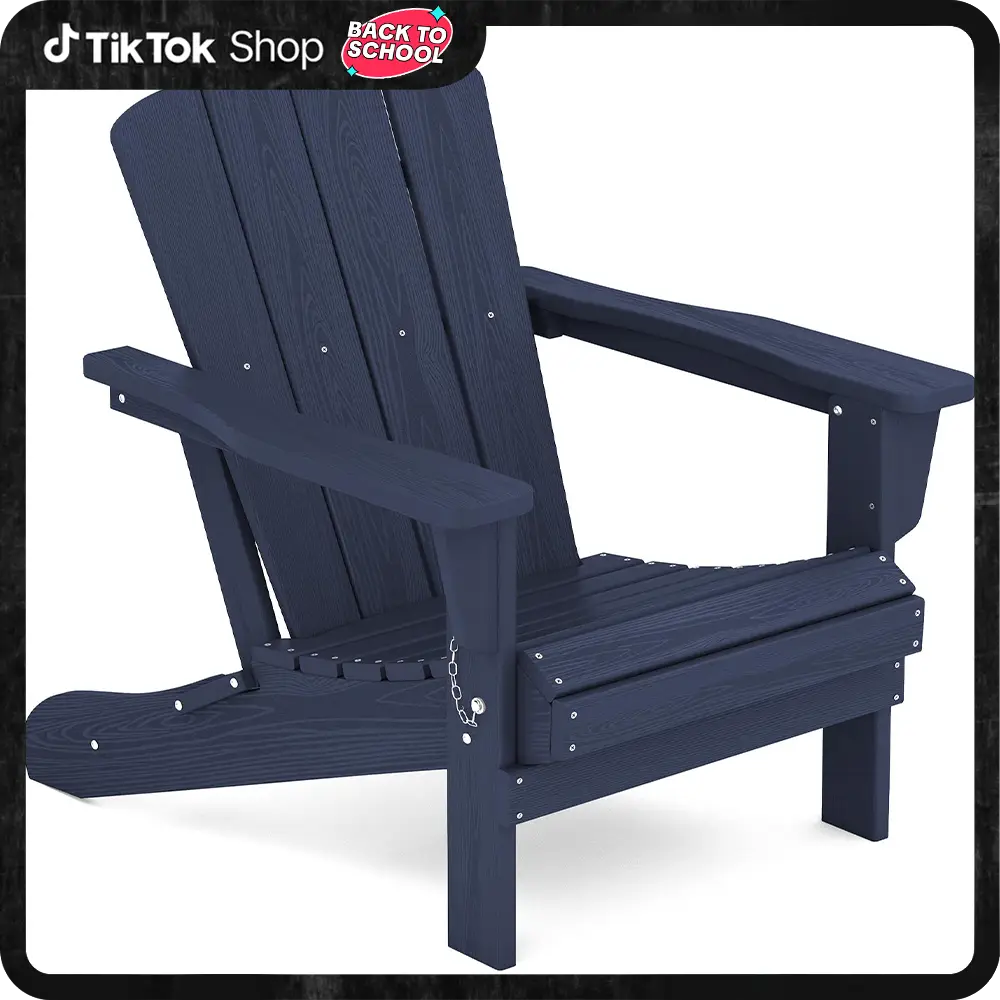 【Fall Deals For You】WeCharmer Folding Adirondack Chair - Wooden Textured Lawn Chair for Poolside, Backyard, Deck & Fire Pit, Adjustable Features Outdo