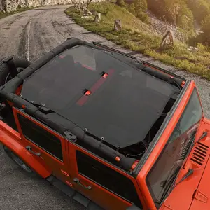 for Jeep JK Sunshade Mesh Sun Shade Bikini Top for 2007-2018 Jeep Wrangler JK JKU 4 Door, Plain Black