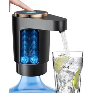 Water Jug Pump for 5 Gallon Bottle Portable Electric USB-C Rechargeable Water Dispenser with Dual Motors, Fast Flow Automatic Drinking Water Pump for Home, Office, Camping & RV, Fits 2–5 Gallon Jugs, Black