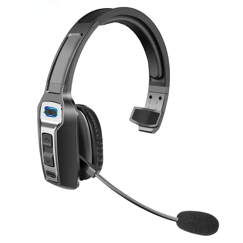 AI Noise-Cancelling Cordless On-Ear Bluetooth Headset with 400mAh Battery, Microphone, Mute Button & Audio Functionality - Universal Wireless Headphones for Truckers, Travel