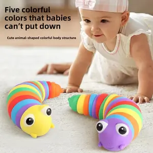 New Caterpillar Stress Relief Toy, Children's Educational Venting Toy, Rainbow Battery-Free Interactive Safe Plastic Material, Random Color, Suitable for Indoor and Outdoor Play, Children's Gift Christmas Gift